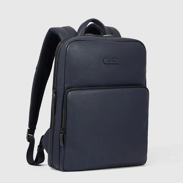 Zaino Sottile Piquadro in Pelle Porta PC 14'' Espandibile Modus Blu
