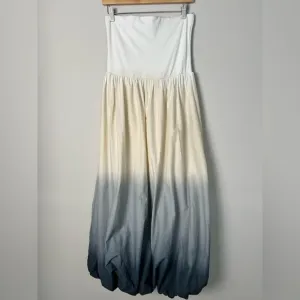 Zara Bubble Hem Ombre Midi Dress Ethereal Feminine Viral Strapless Size Large